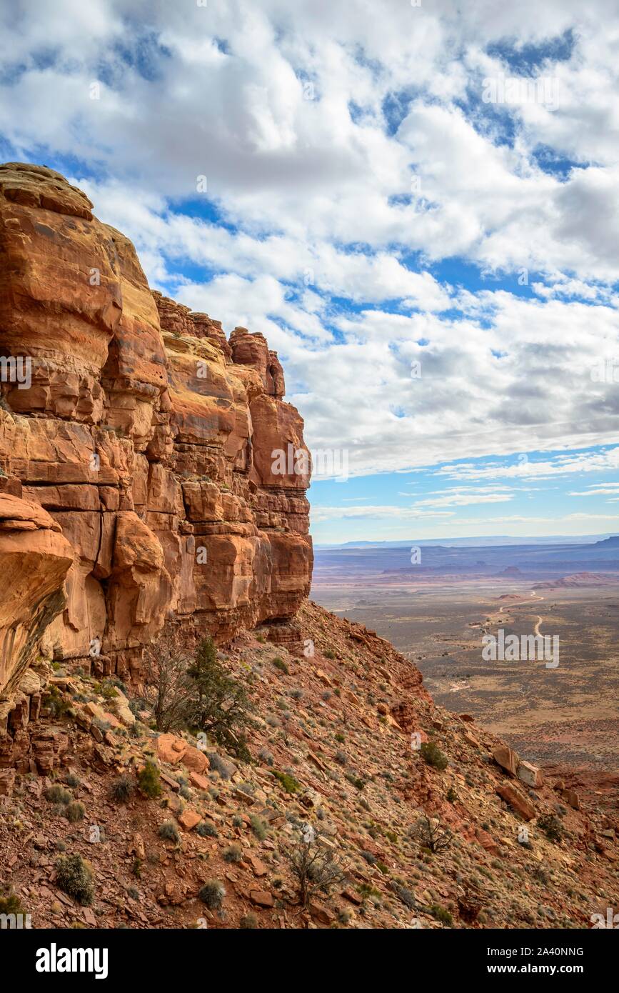 Cedar Mesa at Moki Dugway, view of the Valley of the Gods, Bears Ears National Monument, Utah State Route 261, Utah, USA Stock Photo