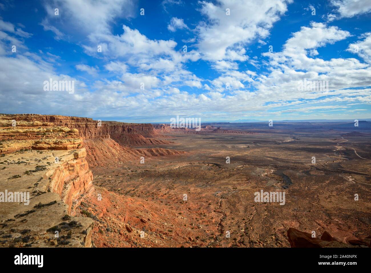 Cedar Mesa at Moki Dugway, view of the Valley of the Gods, Bears Ears National Monument, Utah State Route 261, Utah, USA Stock Photo