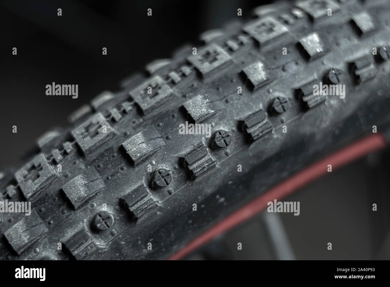 Front wheel of a mountain bike Stock Photo