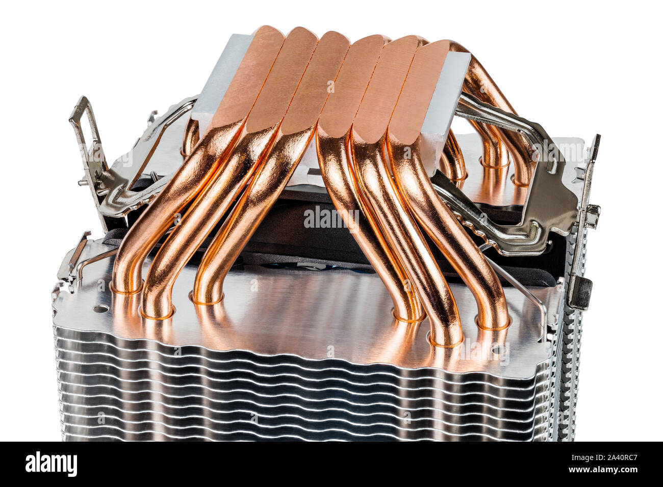 Heat Pipe Radiator Examples Modern tower heat radiator with six copper heatpipes close macro ...