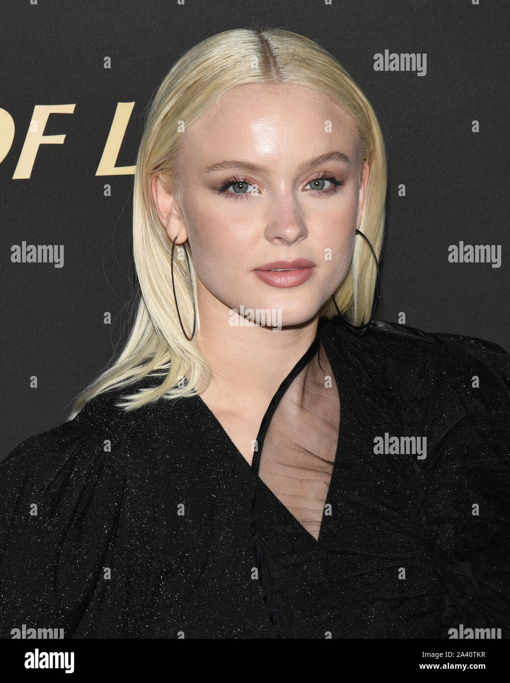 October 10, 2019, Santa Monica, California, USA: Zara Larsson attends the 2019 City of Hope Spirit of Life Gala. (Credit Image: © Billy Bennight/ZUMA Wire) Stock Photo