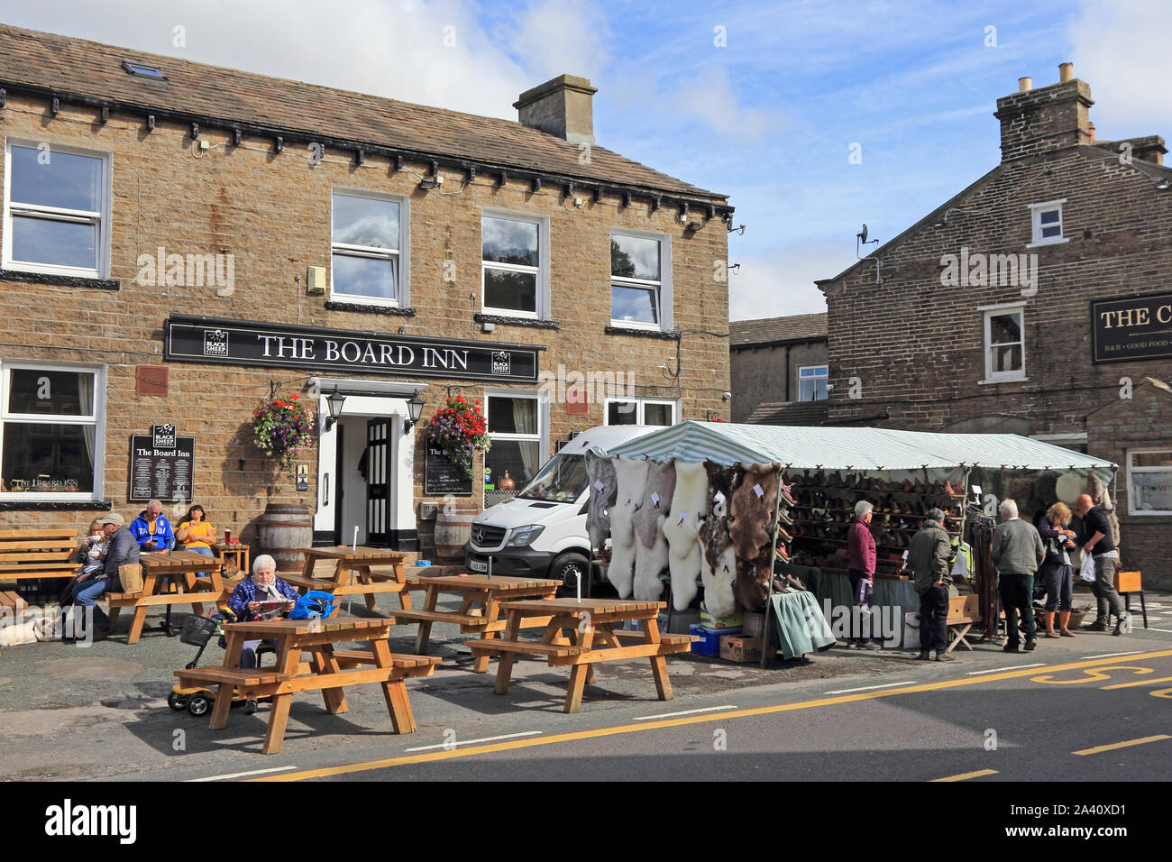 The Board Inn, Hawes , on market day Stock Photo