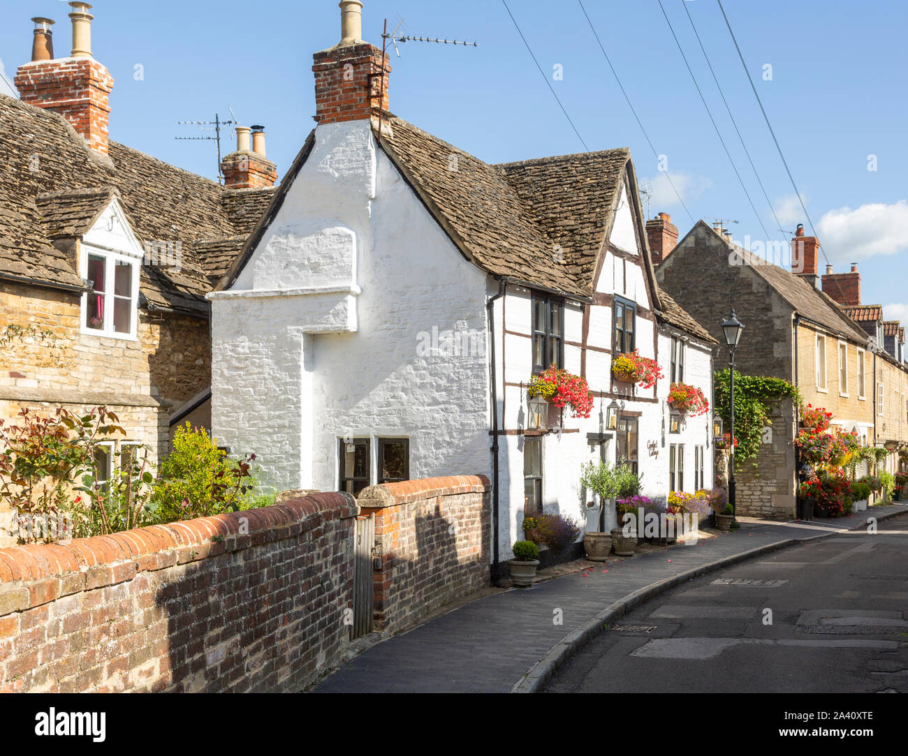 Historic cottages and houses Church Walk, Melksham, Wiltshire, England