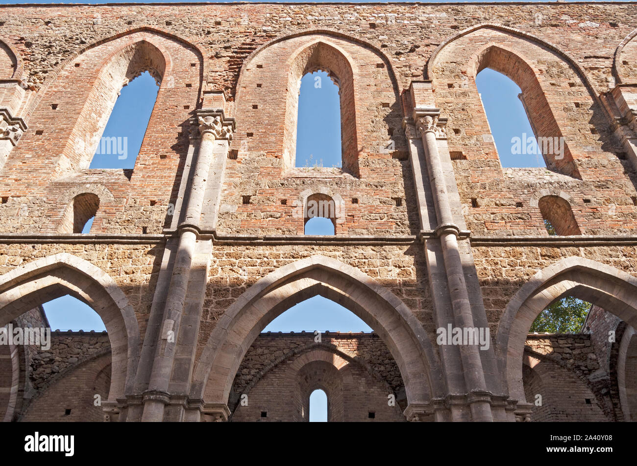 beautiful wall of San Galgano church, Tuscany Stock Photo