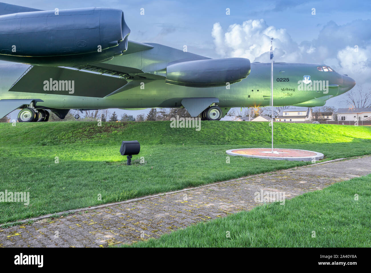 Rome, New York AUG 7, 2019 View of Parked Aircraft Tail at Mohawk