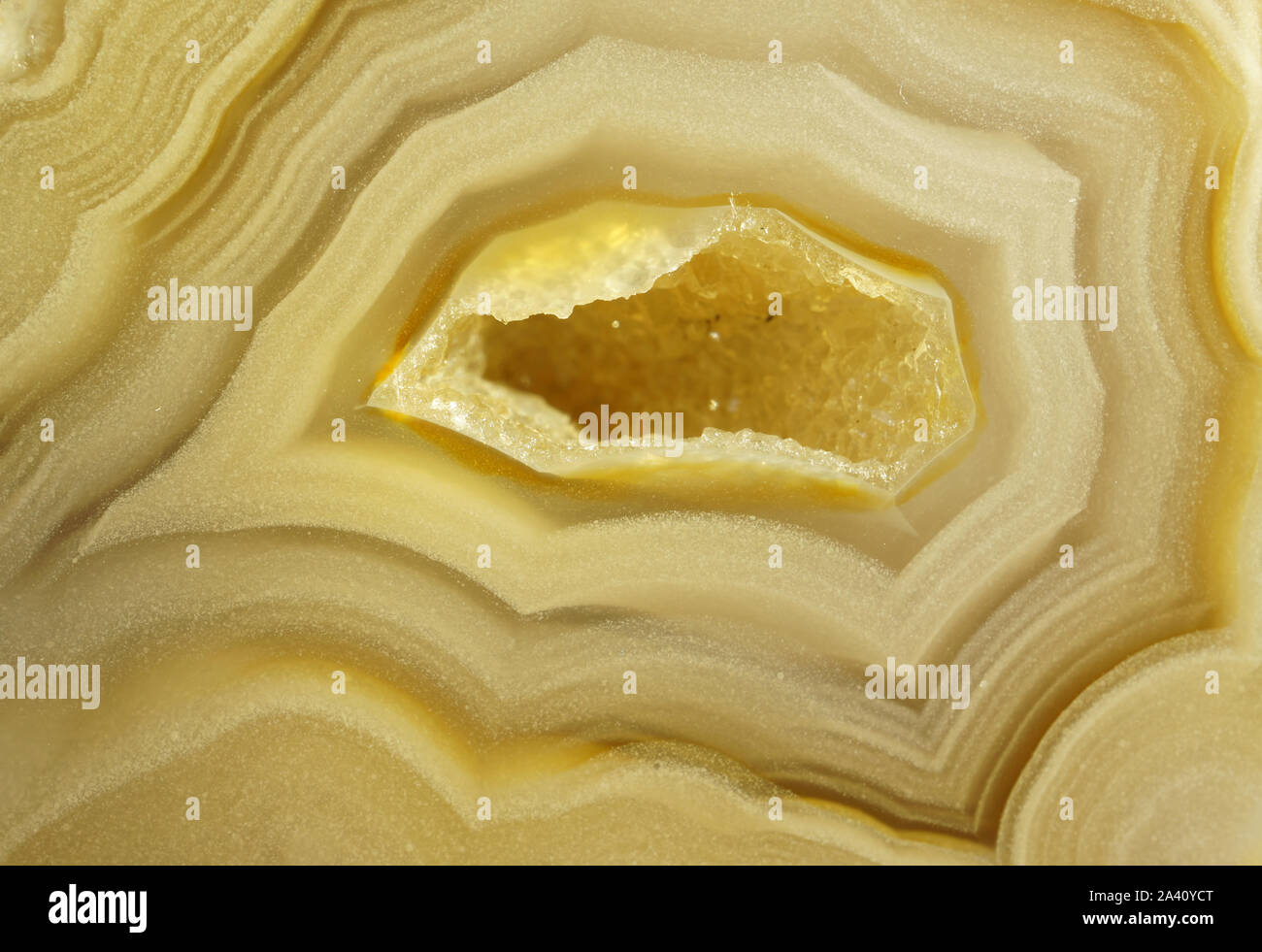 Banded Agate With A Geode Center Filled With Quartz Crystals Stock Photo Alamy