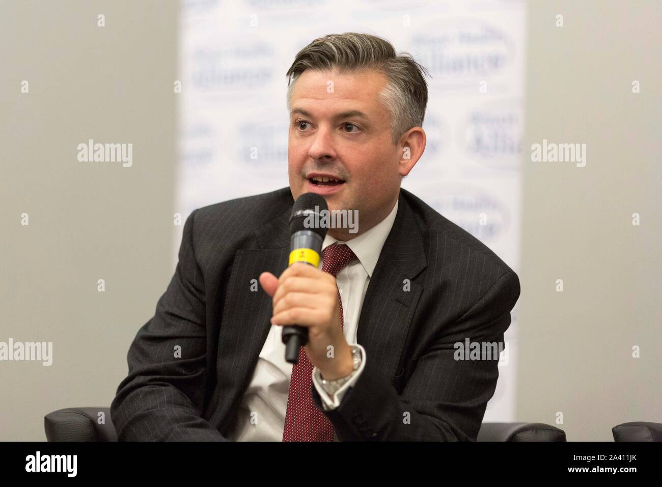 © Chris Bull. 23/09/19  BRIGHTON   , UK.    Labour Party Annual Conference 2019 in Brighton. Jon Ashworth MP , shadow secretary of state for health and social care is pictured today (Monday 23rd September) during fringe session - The NHS in a Post-Brexit World.    Photo credit: CHRIS BULL Stock Photo