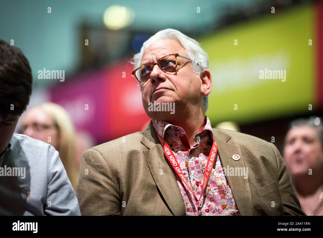 © Chris Bull. 23/09/19  BRIGHTON   , UK.    Labour Party Annual Conference 2019 in Brighton. Jonathan Lansman ( Jon Lansman ) in the audeince dring delgate speeches.    Photo credit: CHRIS BULL Stock Photo