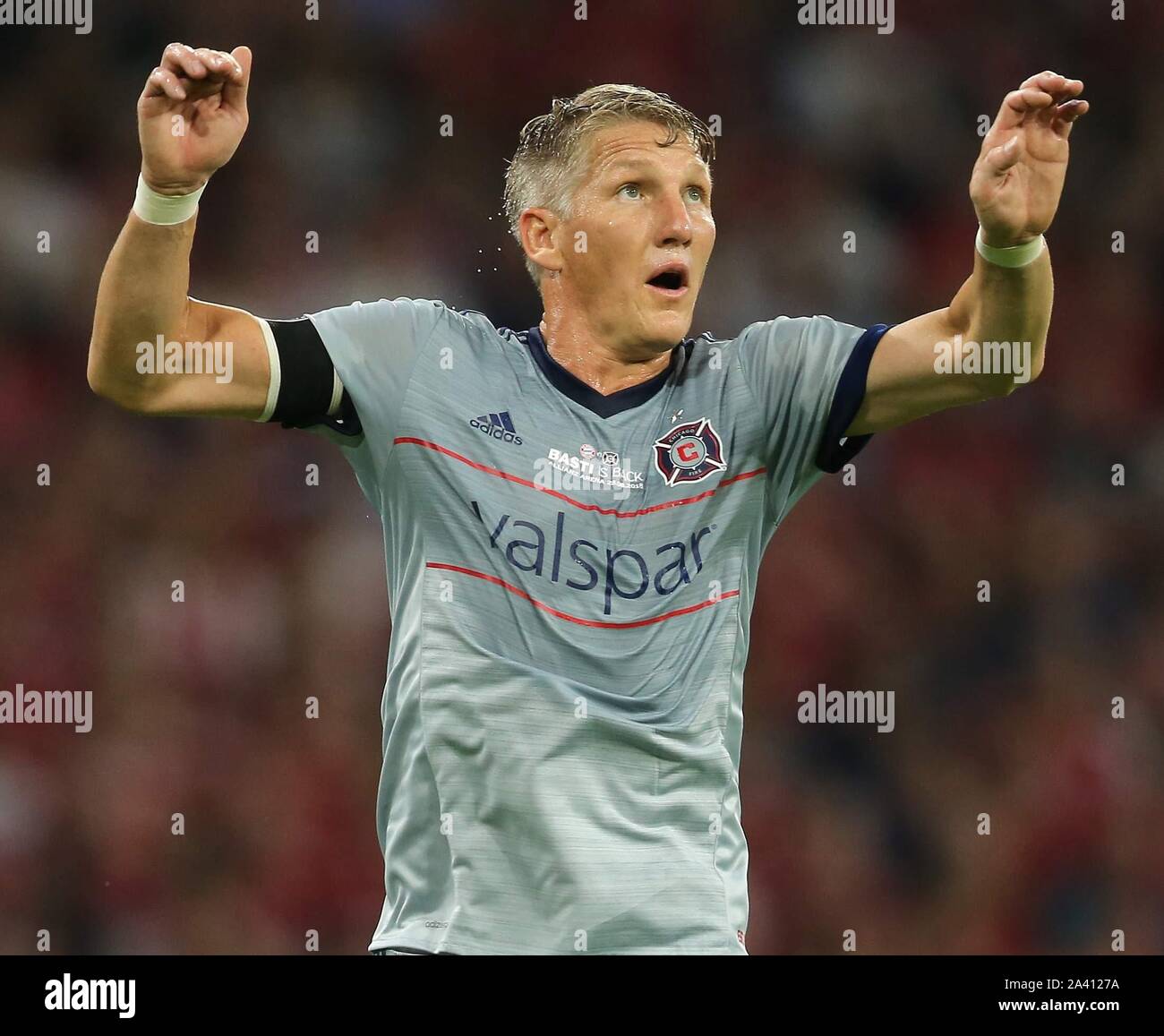 firo: 28.08.2018, Fuvuball, FC Bayern Munich - Chicago Fire Farewell game Bastian Schweinsteiger 4: 0, Bastian Schweinsteiger, Chicago Fire, Chicago, Fire, half figure, single action, | usage worldwide Stock Photo