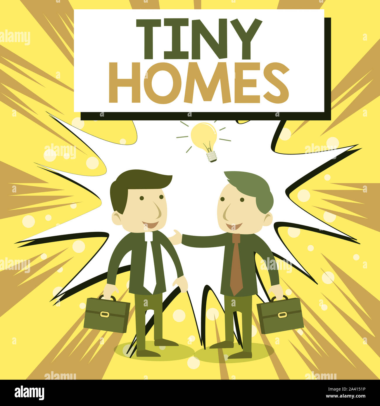 Conceptual hand writing showing Tiny Homes. Concept meaning houses contain one room only or two and small entrance Cheap Businessmen Colleagues with B Stock Photo