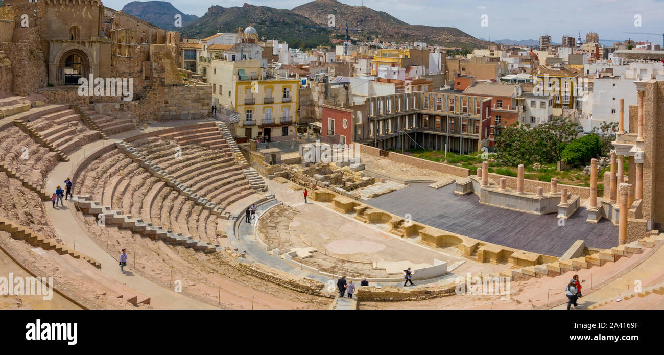 Ancient roman amphitheater in Cartagena Stock Photo