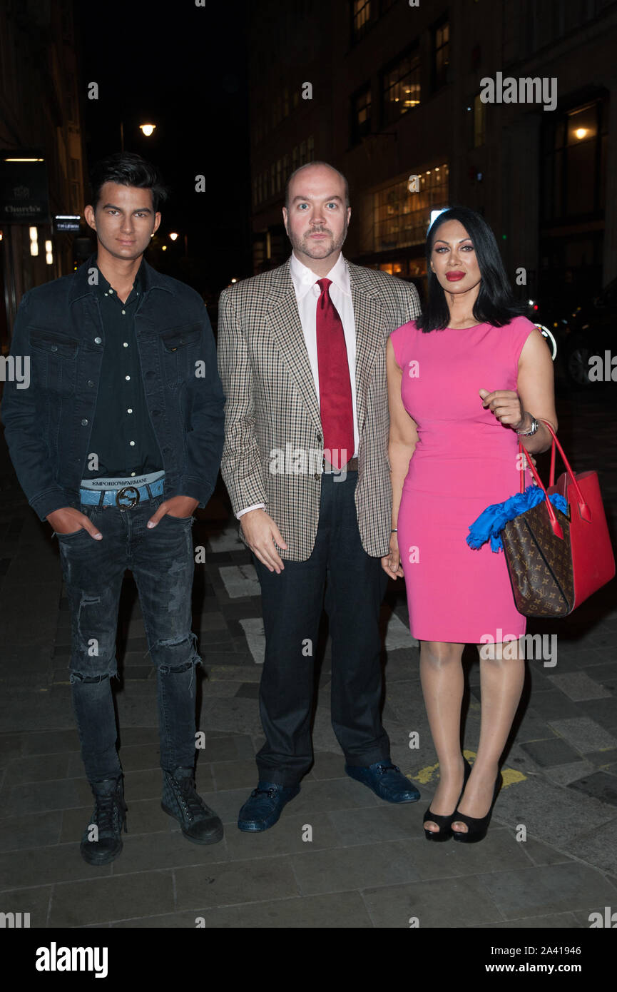 Jonathan Sothcott, Janine Nerissa, and son Dylan arrive for dinner at