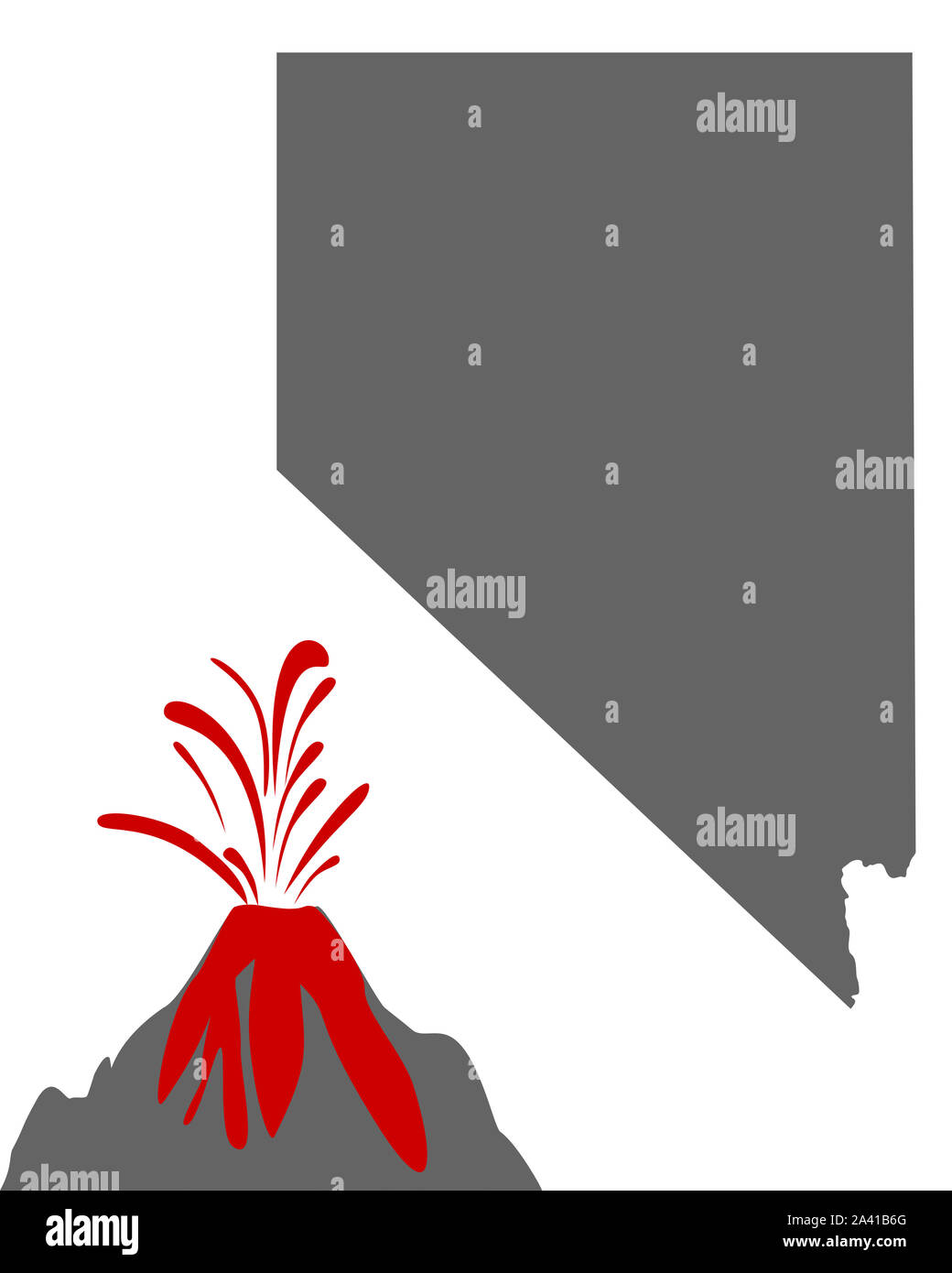Map of Nevada with volcano Stock Photo Alamy
