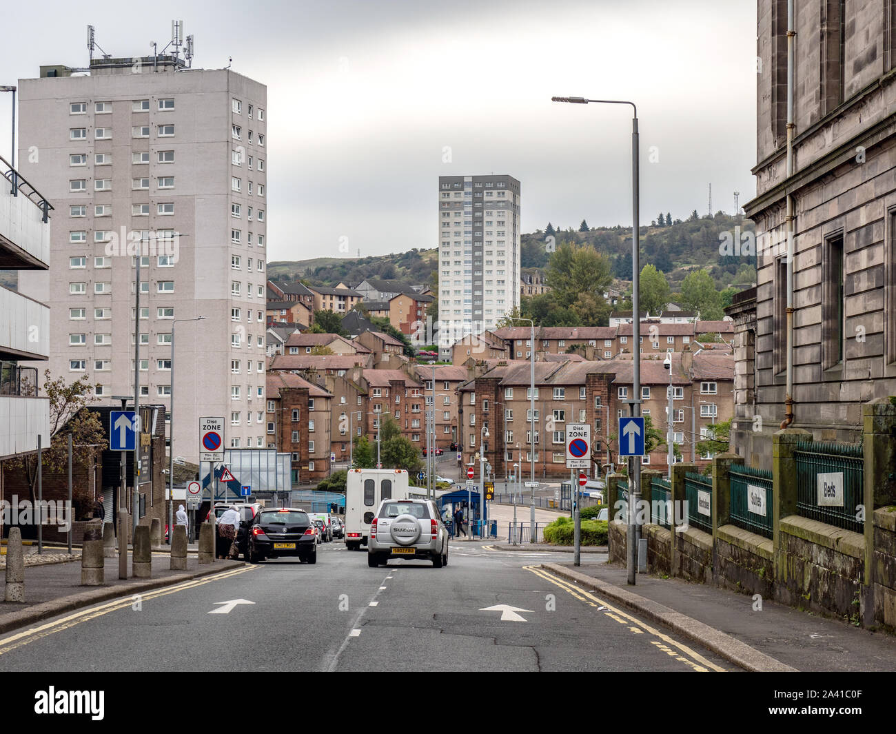 Street scene in Greenock, Inverclyde, Scotland, UK. Stock Photo