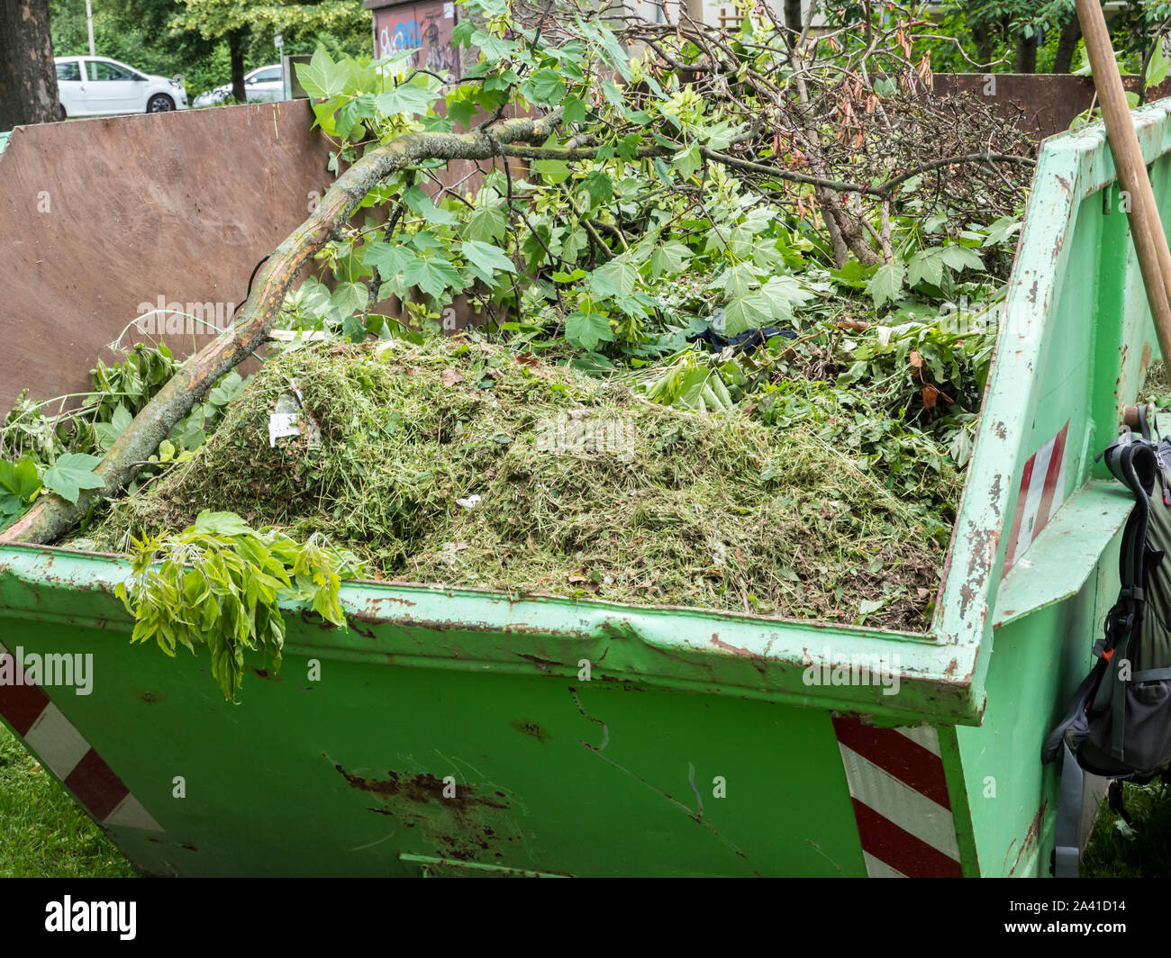 Container with green waste recycling yard Stock Photo Alamy