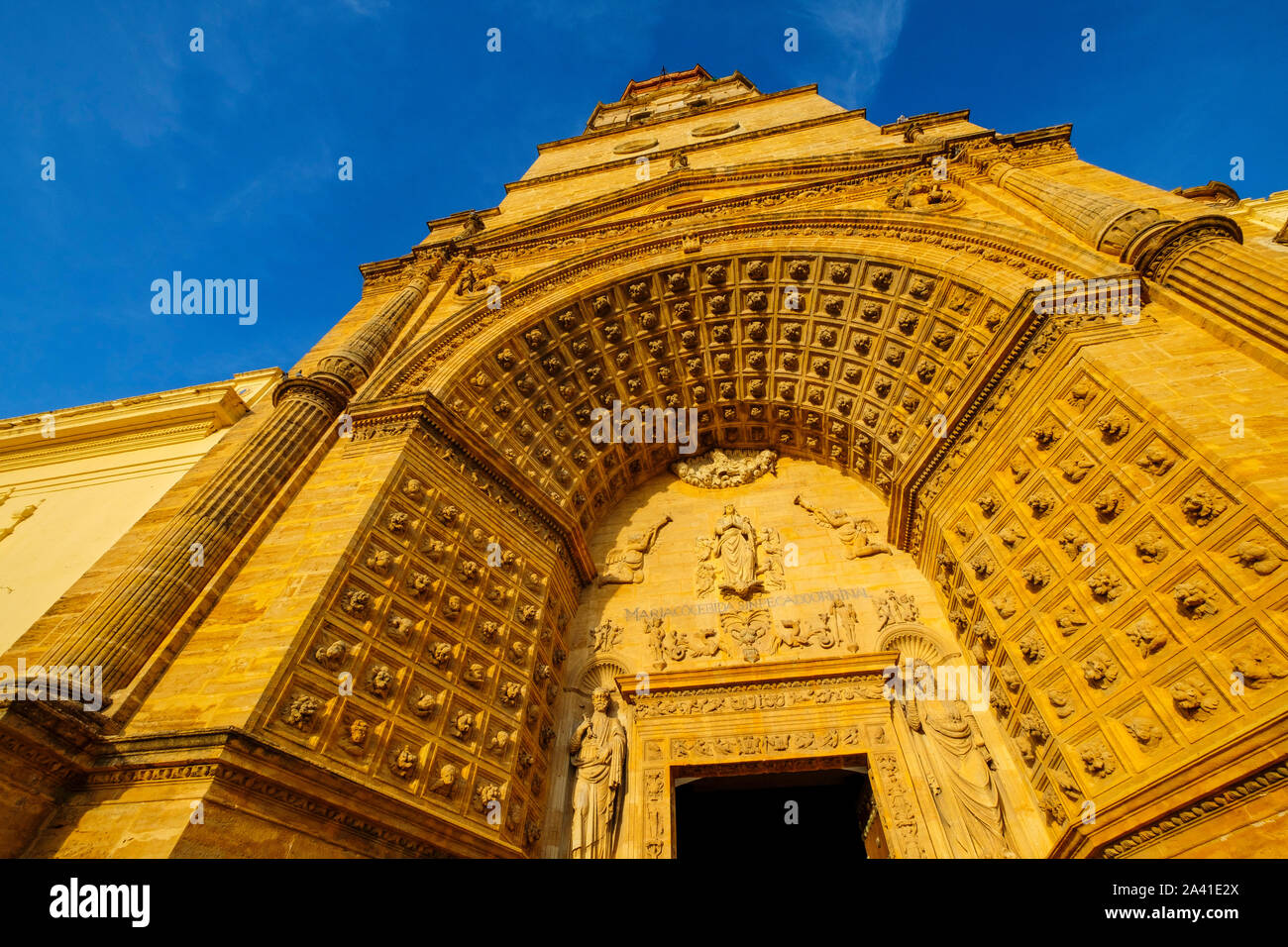 Gothic style Church of Santa María de la Mesa, Utrera. Sevilla province. Southern Andalusia, Spain. Europe Stock Photo