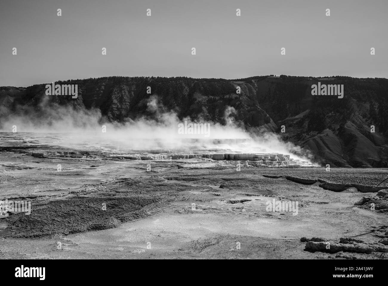 Steaming hot spring in Cleopatra terrace inYellowstone Stock Photo