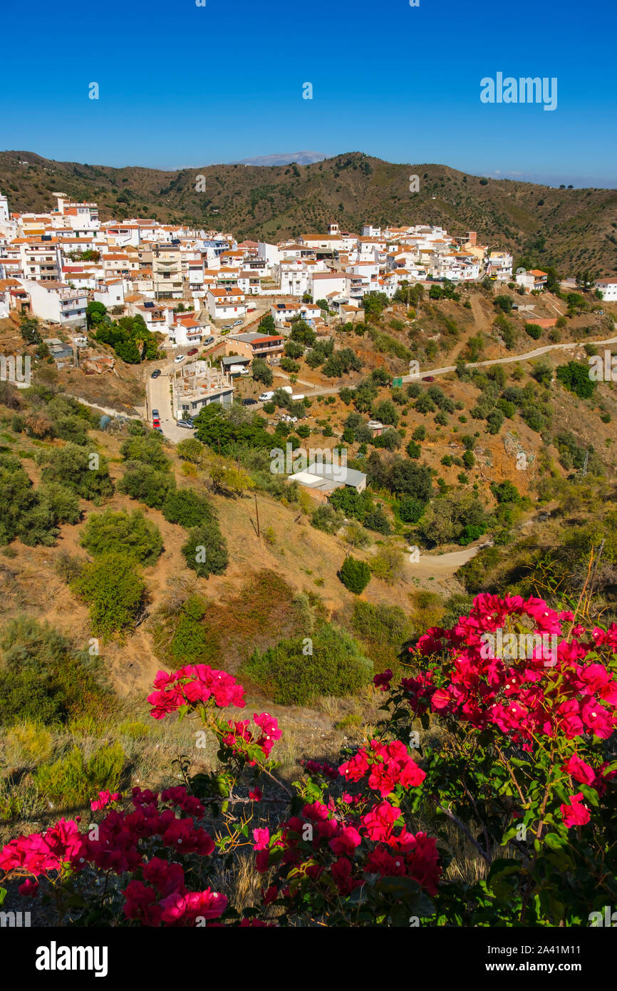 White village of Moclinejo, Axarquia mountains. Malaga province. Southern Andalusia, Spain. Europe Stock Photo