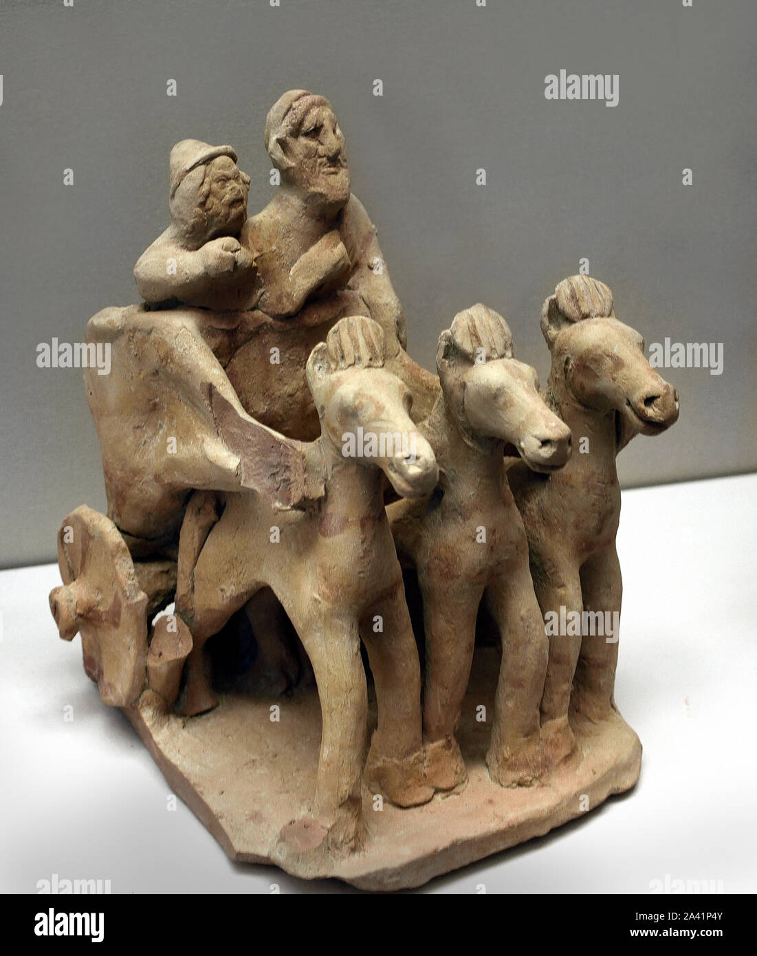 Warriors on a chariot 8th - 5th Century BC ( Cypro-Archaic and Cypro-Classical periods (c. 750–300 BC)  8th - 5th century BC is characterized by instability due to frequent foreign intervention and domination of Cyprus.) Stock Photo
