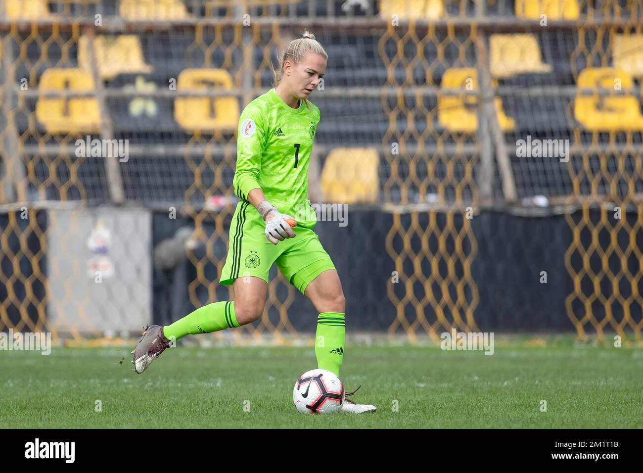 Thessaloniki, Greece October 08, 2019: Merle Frohms from Germany in action during the UEFA Women's European Championship 2021 qualifier match between Stock Photo
