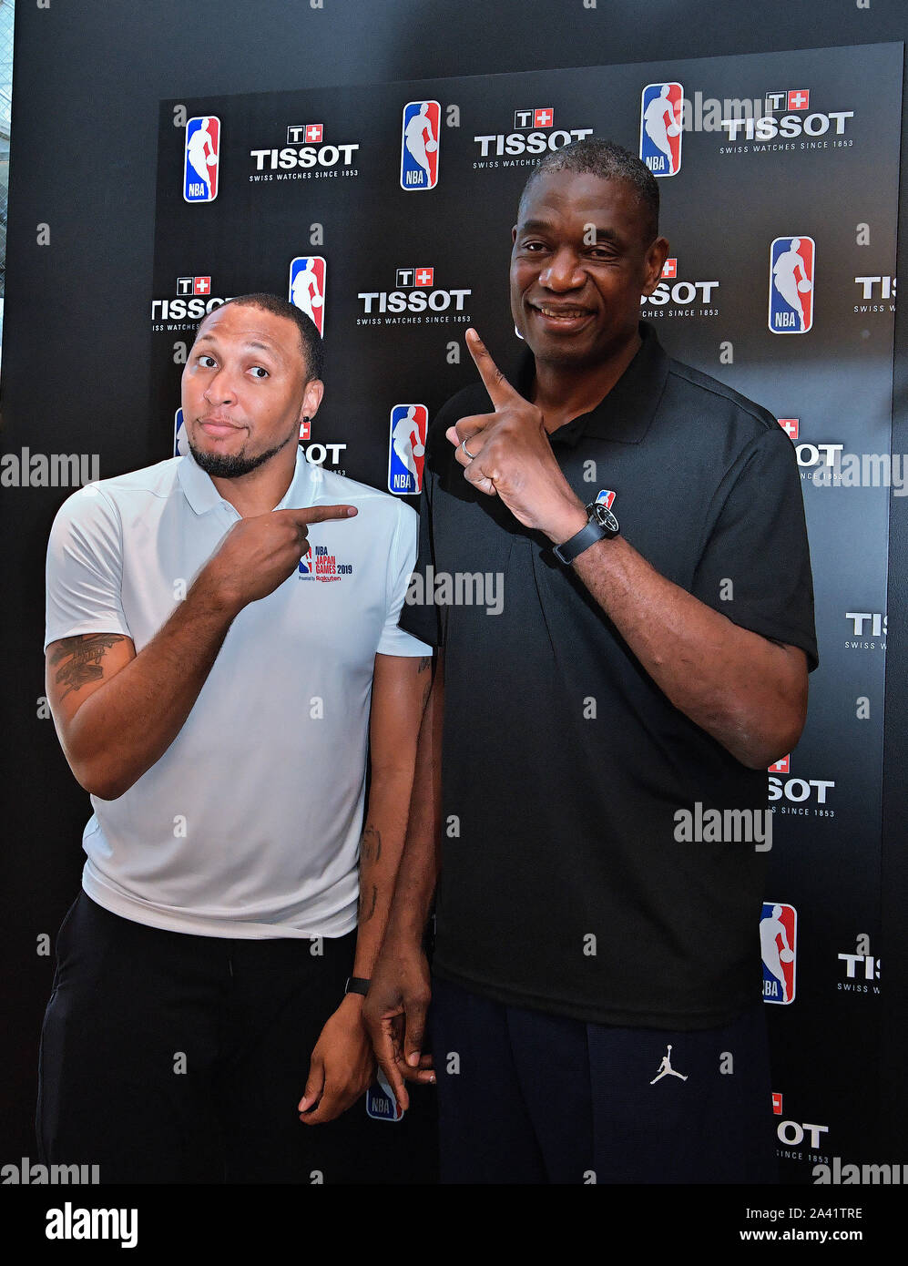 Former professional basketball player Shawn Marion and Dikembe Mutombo