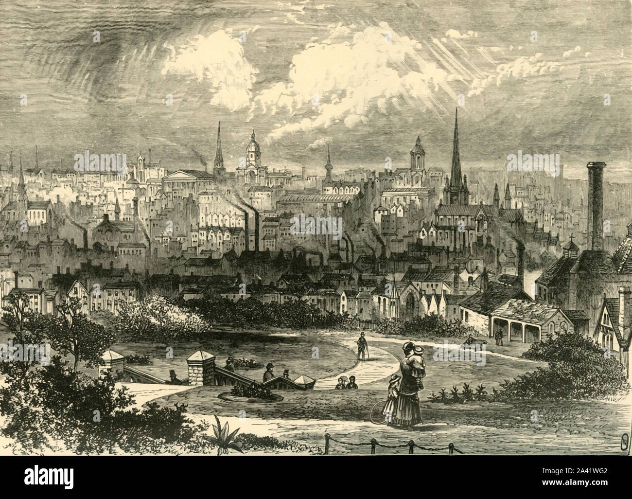 'Birmingham', 1898. The city of Birmingham, grew during the Industrial Revolution and was known at &quot;the first manufacturing town in the world&quot;. From &quot;Our Own Country, Volume II&quot;. [Cassell and Company, Limited, London, Paris &amp; Melbourne, 1898] Stock Photo