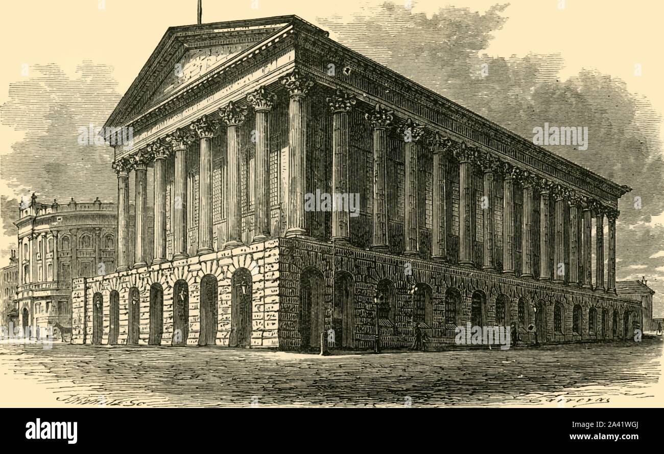 'The Town Hall', 1898. Birmingham Town Hall, Grade I listed concert hall in Victoria Square, Birmingham, England, based on proportions of the Temple of Castor and Pollux in the Roman Forum by architects Joseph Hansom and Edward Welch. From &quot;Our Own Country, Volume II&quot;. [Cassell and Company, Limited, London, Paris &amp; Melbourne, 1898] Stock Photo