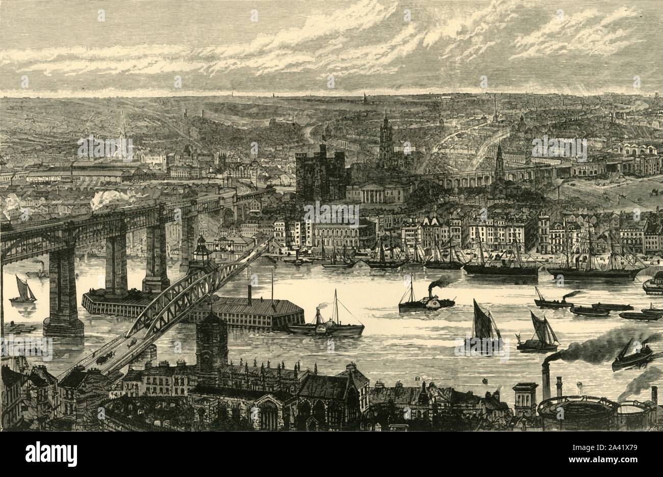 'Newcastle-On-Tyne', 1898. In the 19th century, shipbuilding and heavy engineering were central to the city which made significant contribution to the Industrial Revolution. From &quot;Our Own Country, Volume VI&quot;. [Cassell and Company, Limited, London, Paris &amp; Melbourne, 1898] Stock Photo