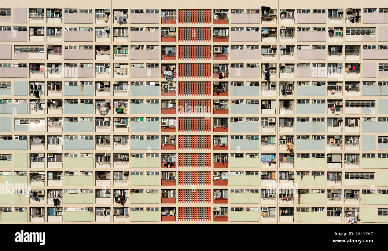 Old apartment blocks at Choi Hung in Kowloon, Hong Kong. Stock Photo