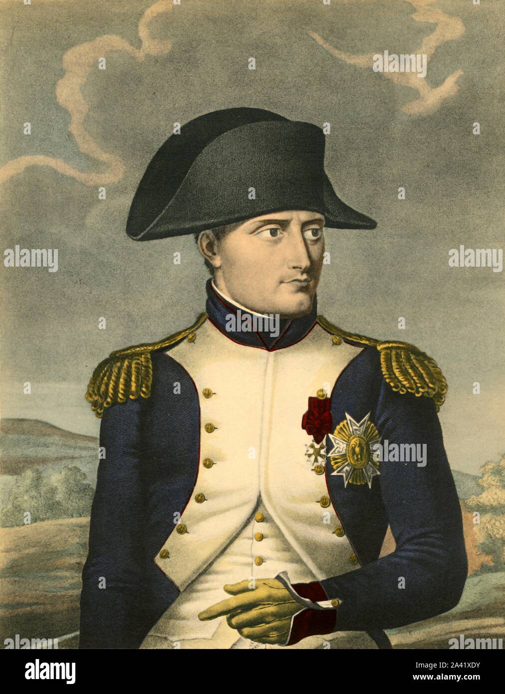 'Napoleon the Great, Emperor of the French, King of Italy', c1806, (1921). 'Napoleon Le Grand, Empereur des Fran&#xe7;ais, Roi d'Italie'. Portrait of Napoleon Bonaparte (1769-1821) in cocked hat and uniform. Engraving by Ruotte after Robert Lef&#xe8;vre. From &quot;Napoleon&quot;, by Raymond Guyot, [H. Floury, Paris, 1921] Stock Photo