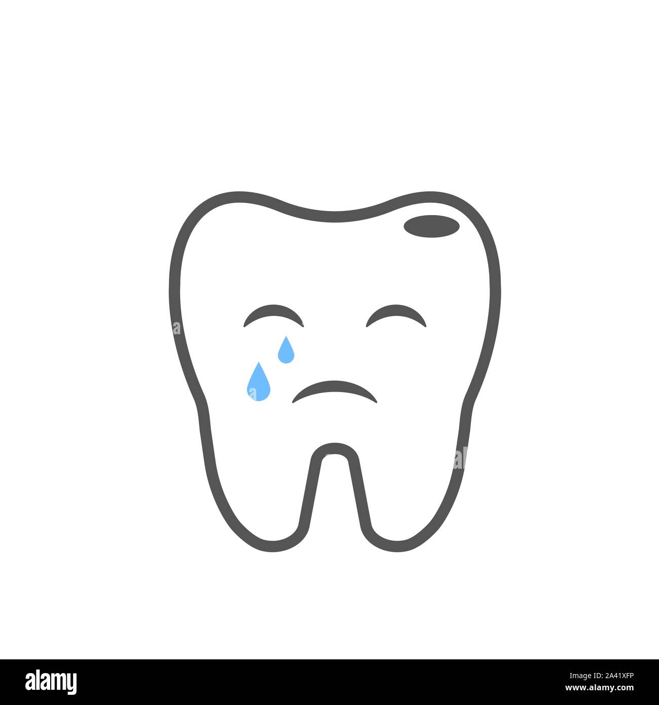 Illness crying tooth image. Line illustration. EPS 10 Stock Vector