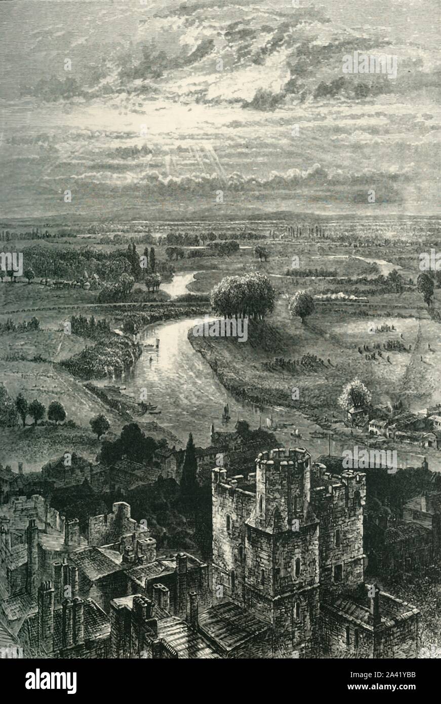 &amp;#39;The Thames Valley, from the Round Tower&amp;#39;, c1870. The Round Tower at ...