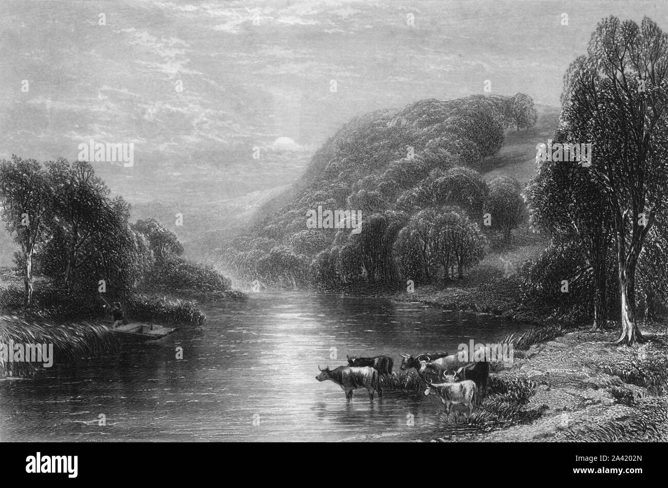 'On the Dart, near Totnes', c1870. The River Dart in Devon becomes tidal at Totnes. From &quot;Picturesque Europe - The British Isles, Vol. II&quot;. [Cassell, Petter &amp; Galpin, London, c1870] Stock Photo