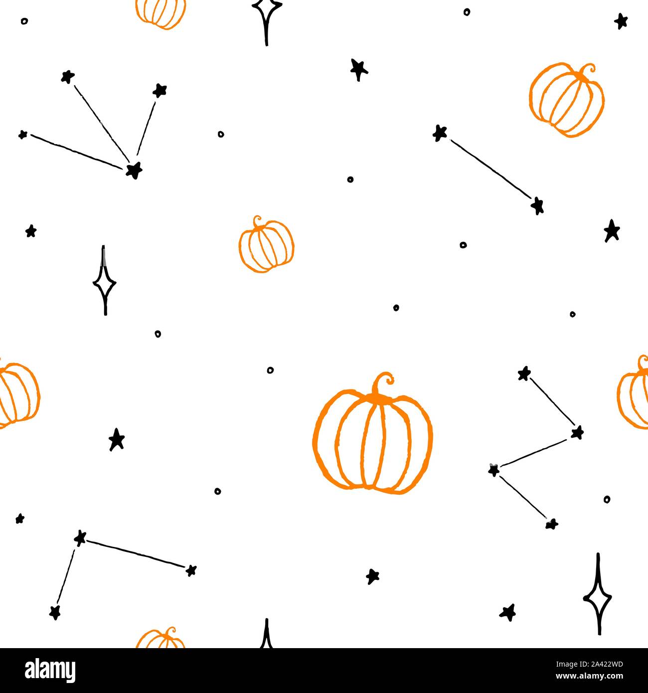 Seamless halloween autumn elements vector pattern magic children Stock Vector