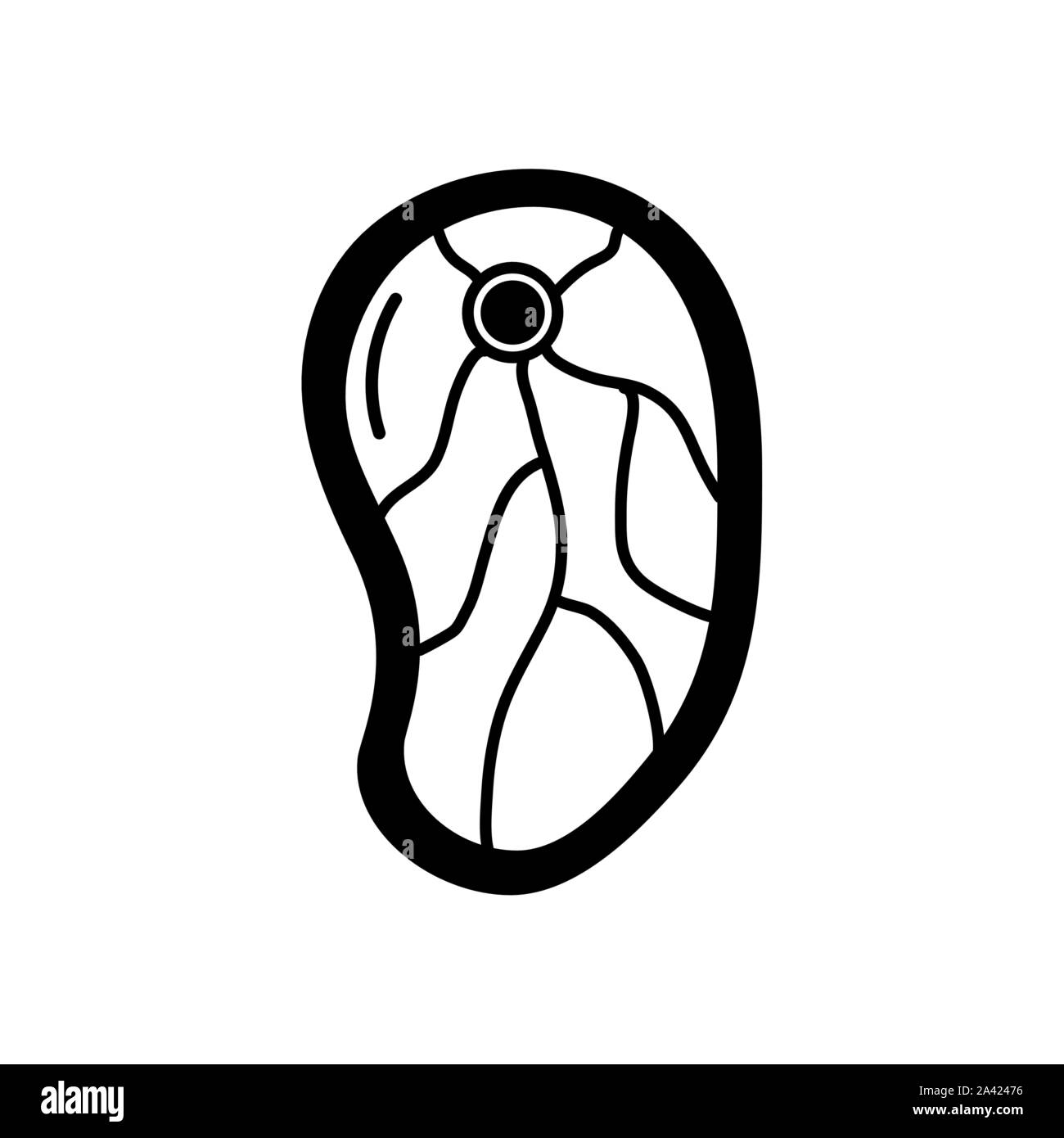 black and white food bbq fish steak design illustation Stock Vector