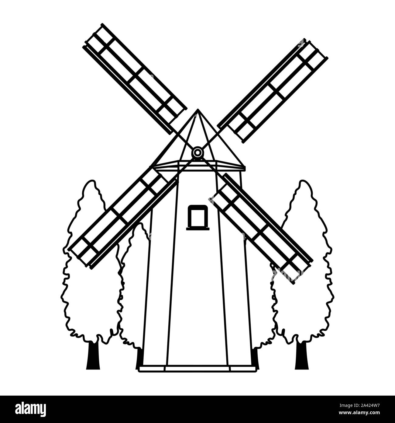 farm windmill and trees design Stock Vector Image & Art - Alamy