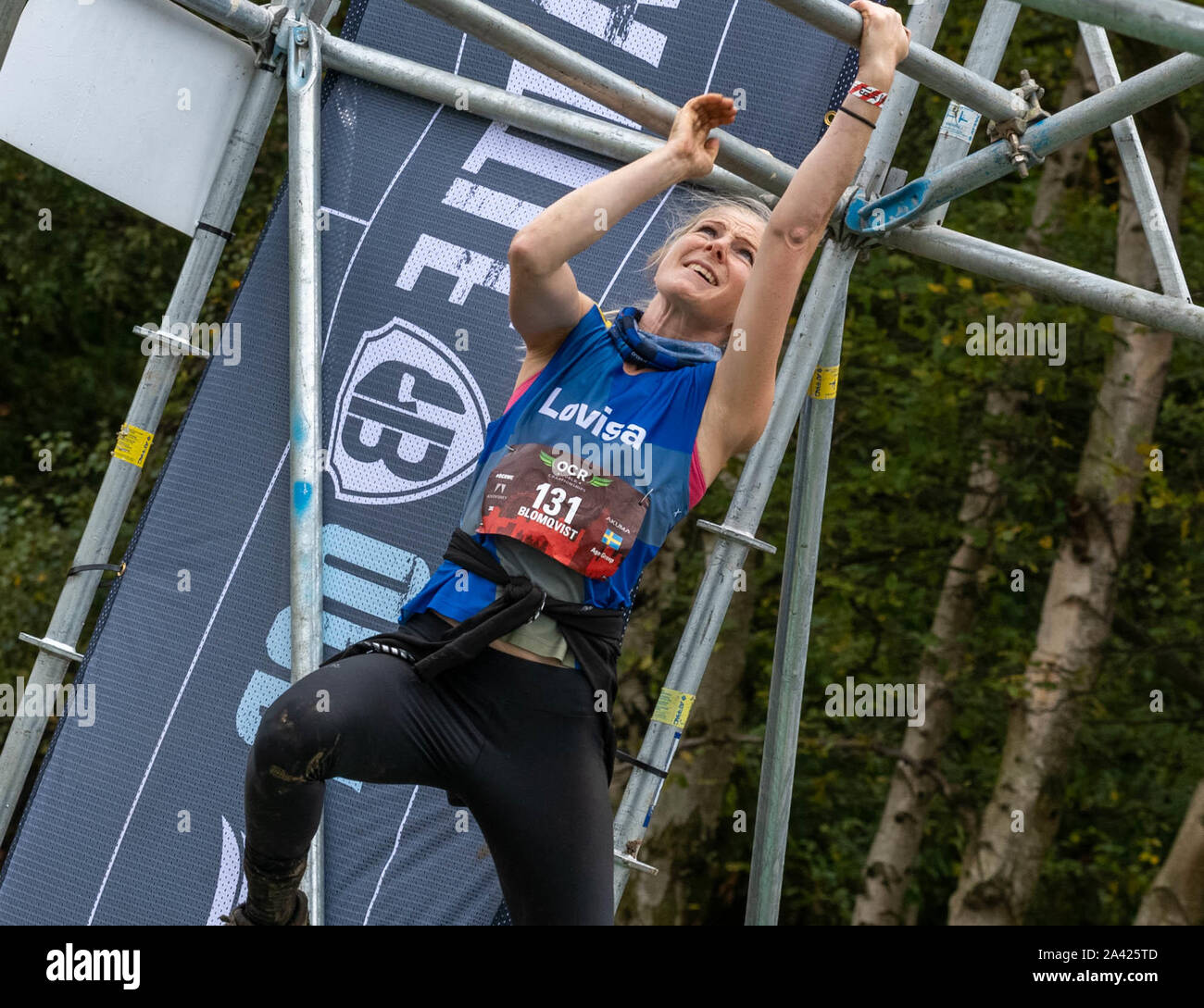 Brentwood, Essex, UK, 11th Oct. 2019 The 2019 Obstacle  Course Racing OCR)   World Championships,  day one, the premier independent world championships for the sport of Obstacle Course Racing. Now drawing athletes from over 65 nations with a mixture of profesional and amateur age groups Credit Ian DavidsonAlamy Live News Stock Photo