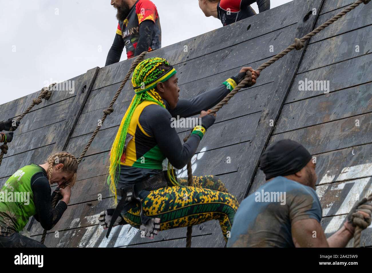 Brentwood, Essex, UK, 11th Oct. 2019 The 2019 Obstacle  Course Racing OCR)   World Championships,  day one, the premier independent world championships for the sport of Obstacle Course Racing. Now drawing athletes from over 65 nations with a mixture of profesional and amateur age groups Credit Ian DavidsonAlamy Live News Stock Photo