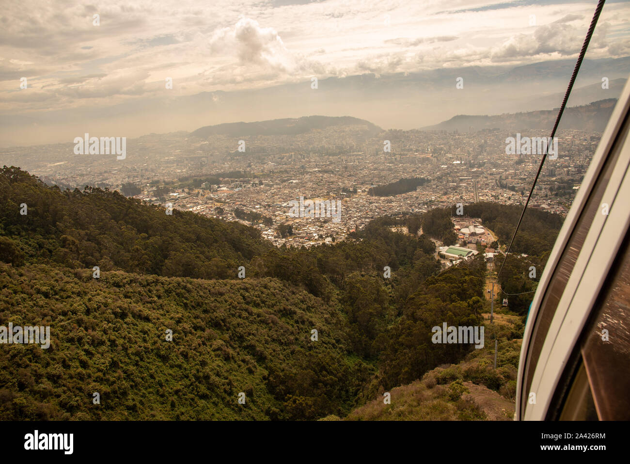 The teleferico of Quito is the highest gondola lift in the world Stock