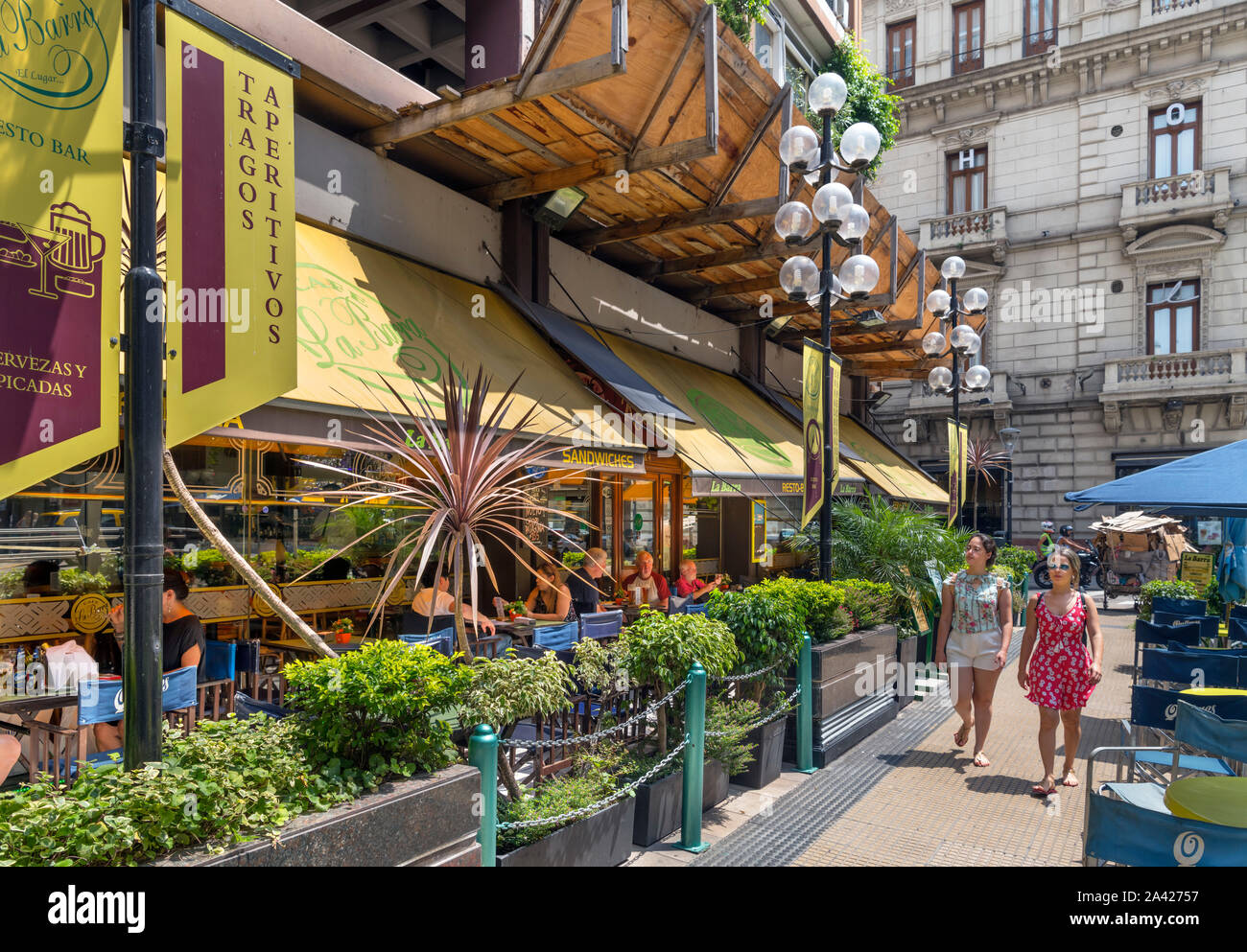 Sidewalk cafe on Avenida Cordoba in the city centre, Buenos Aires, Argentina Stock Photo