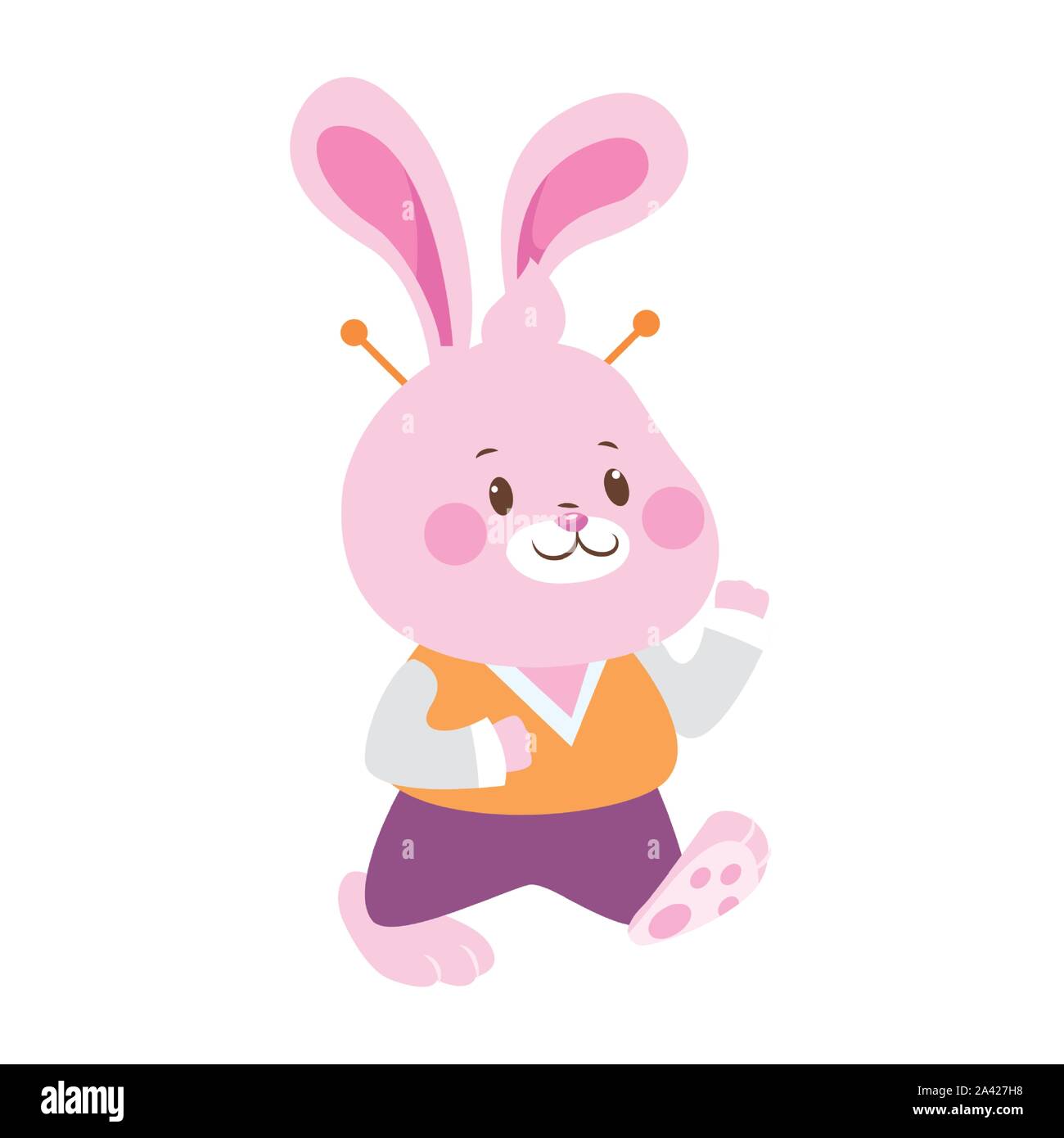 Cartoon happy Rabbit icon, flat colorful design Stock Vector Image ...