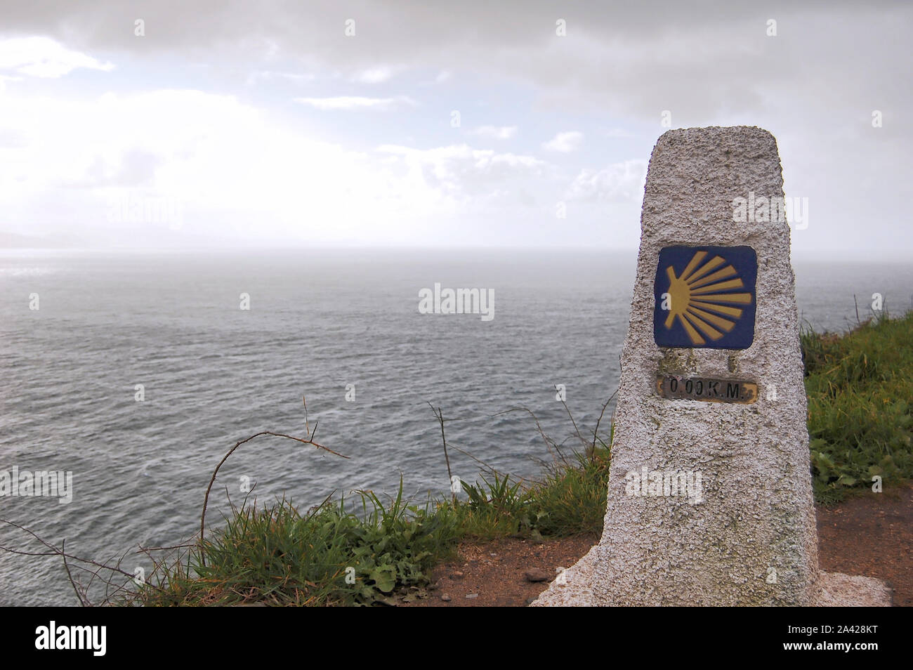 0 km in the Way of St. James located in cope of Finisterre, La Coruna,  Spain Stock Photo - Alamy