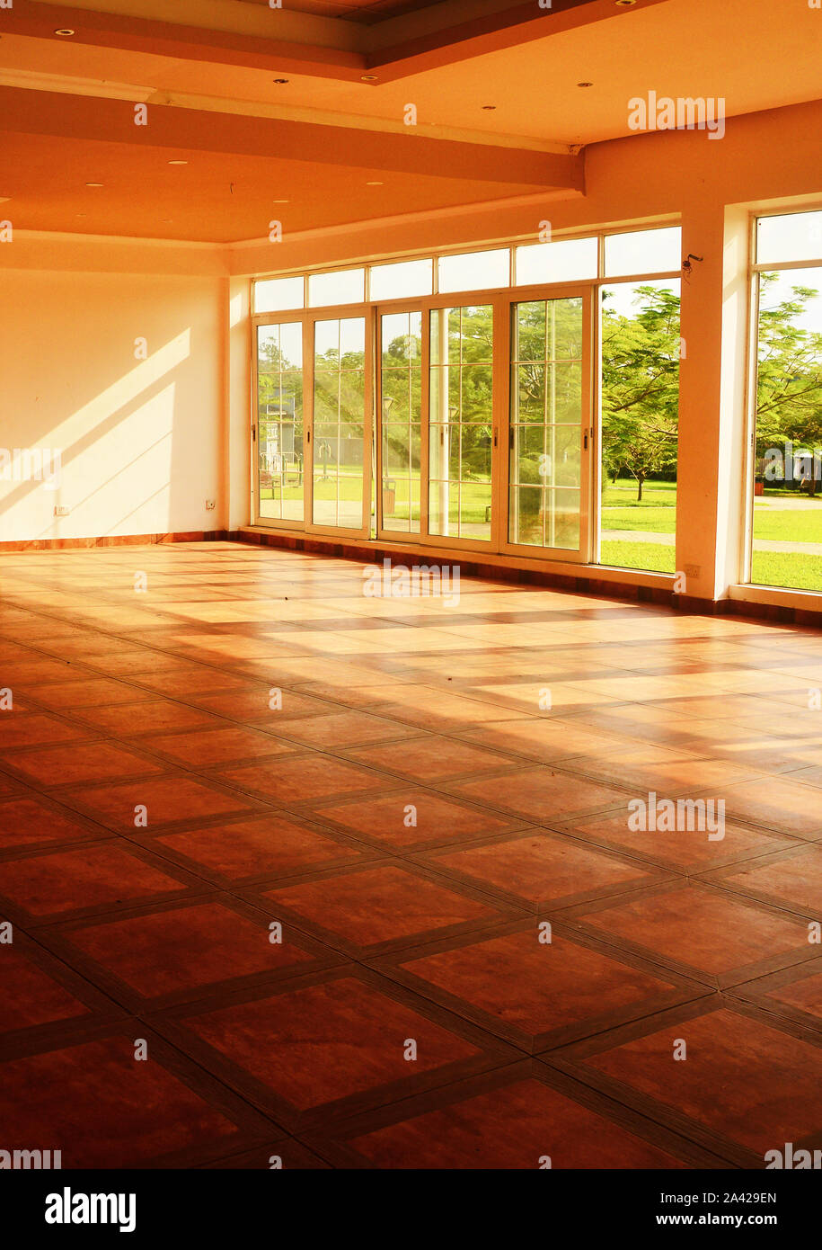 beautiful modern interior with floor to ceiling glass Stock Photo - Alamy