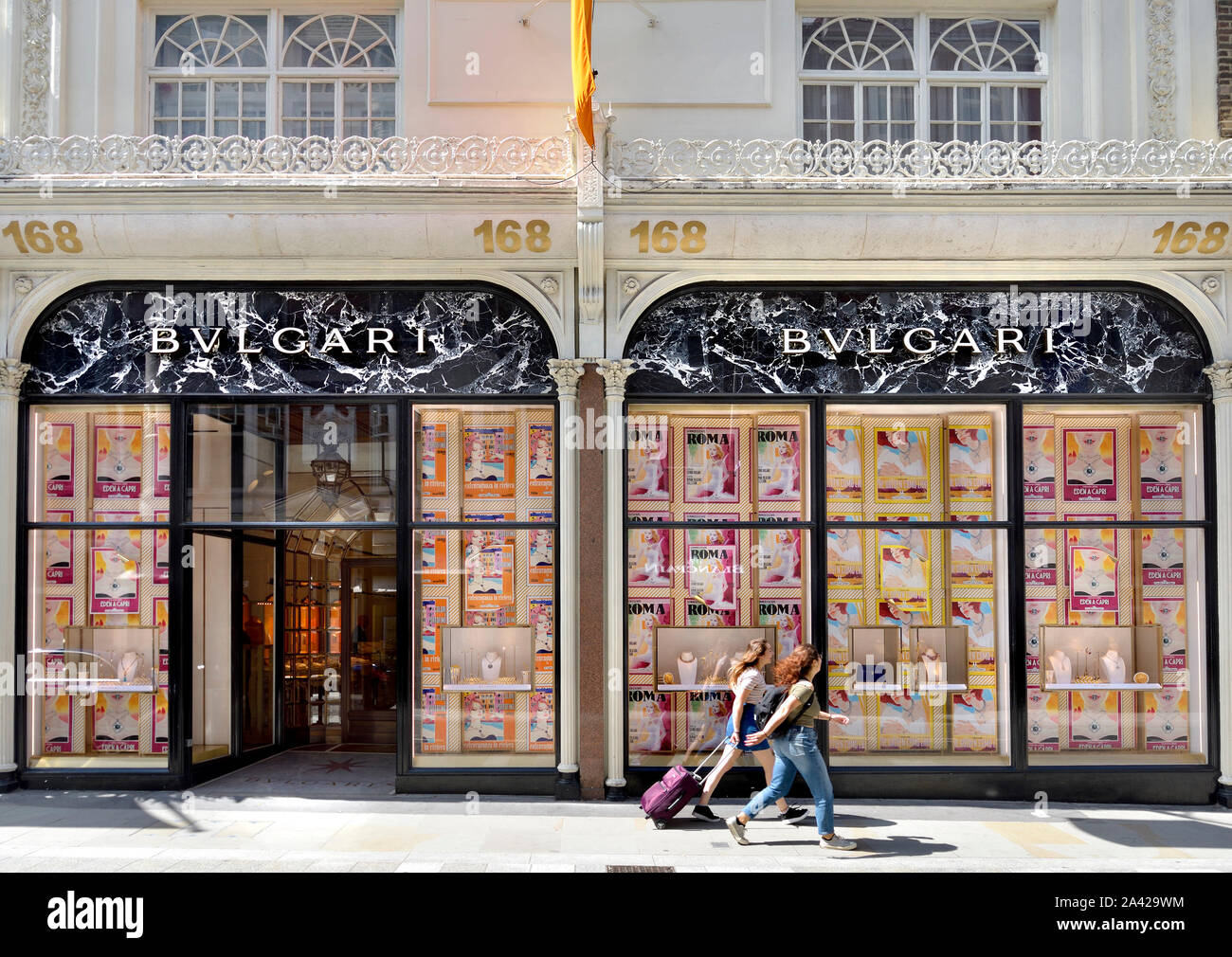 London, England, UK. Bulgari jewellers shop, 168 New Bond Street Stock Photo