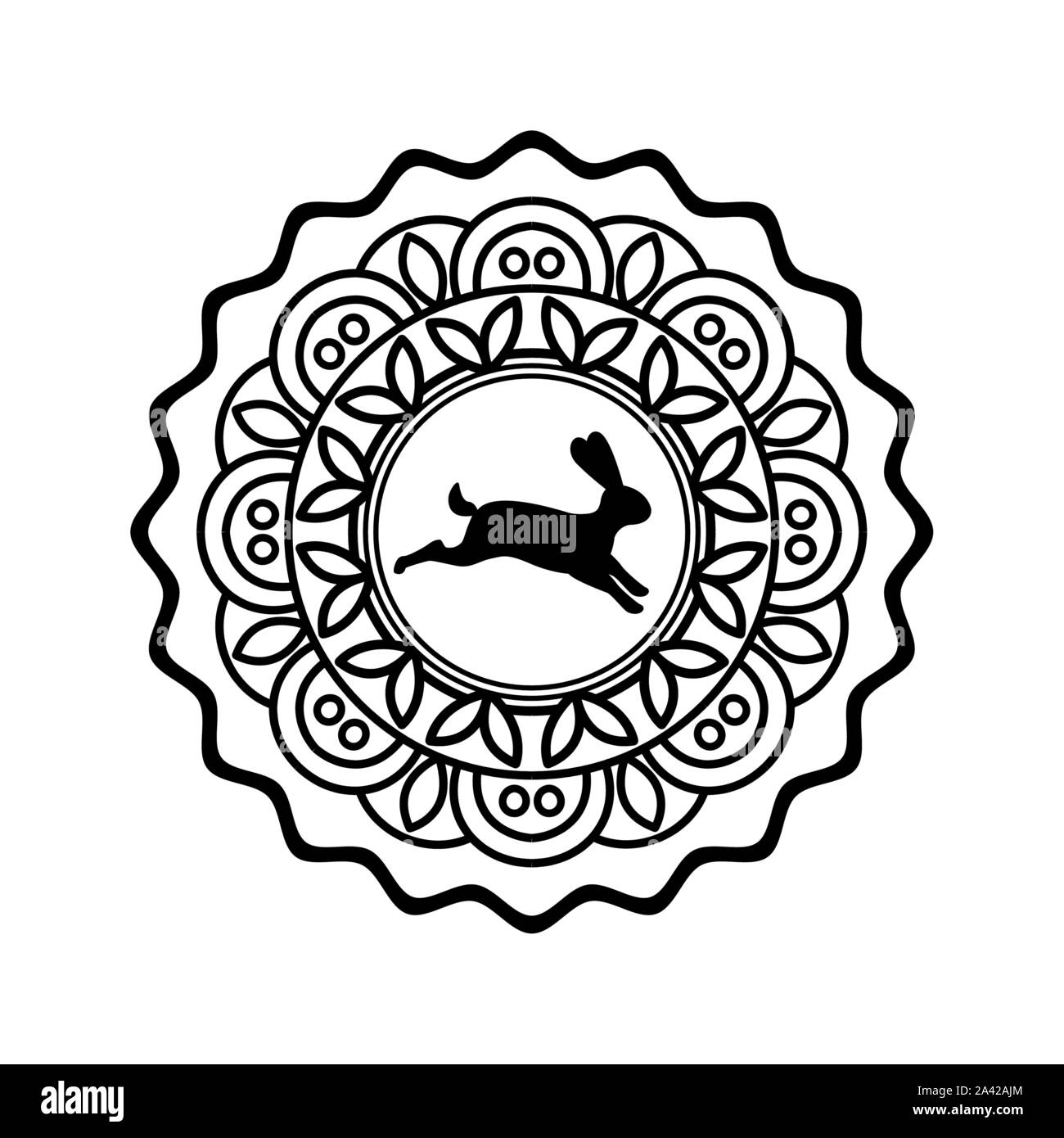 rabbit mooncake icon, flat design Stock Vector