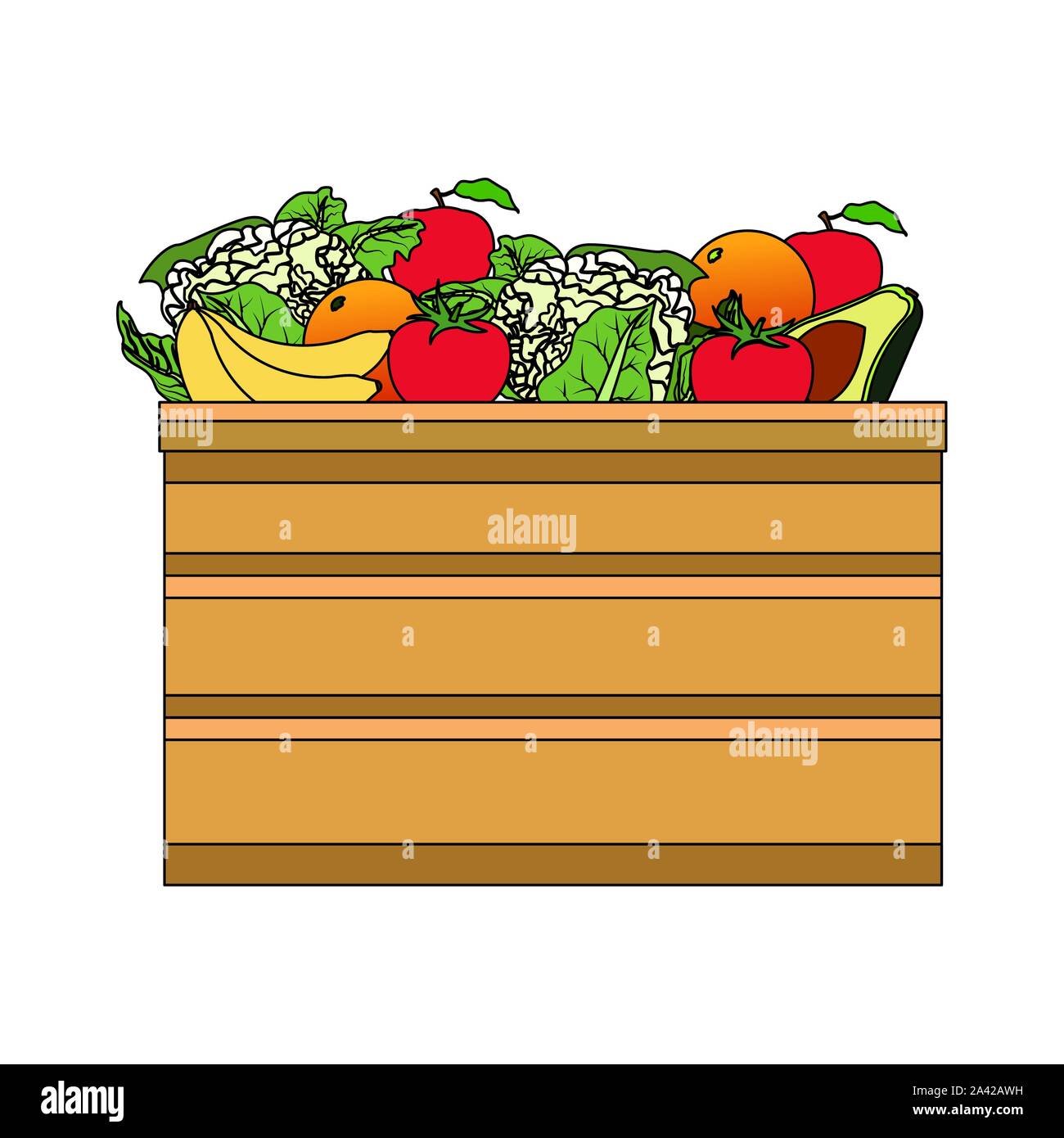 wooden box with fruits design Stock Vector Image & Art - Alamy