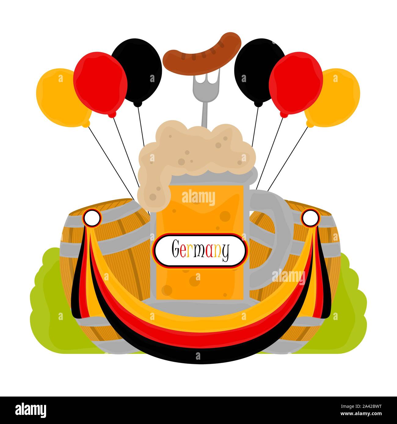 View of traditional german objects with famous buildings. Travel to Germany Vector Stock