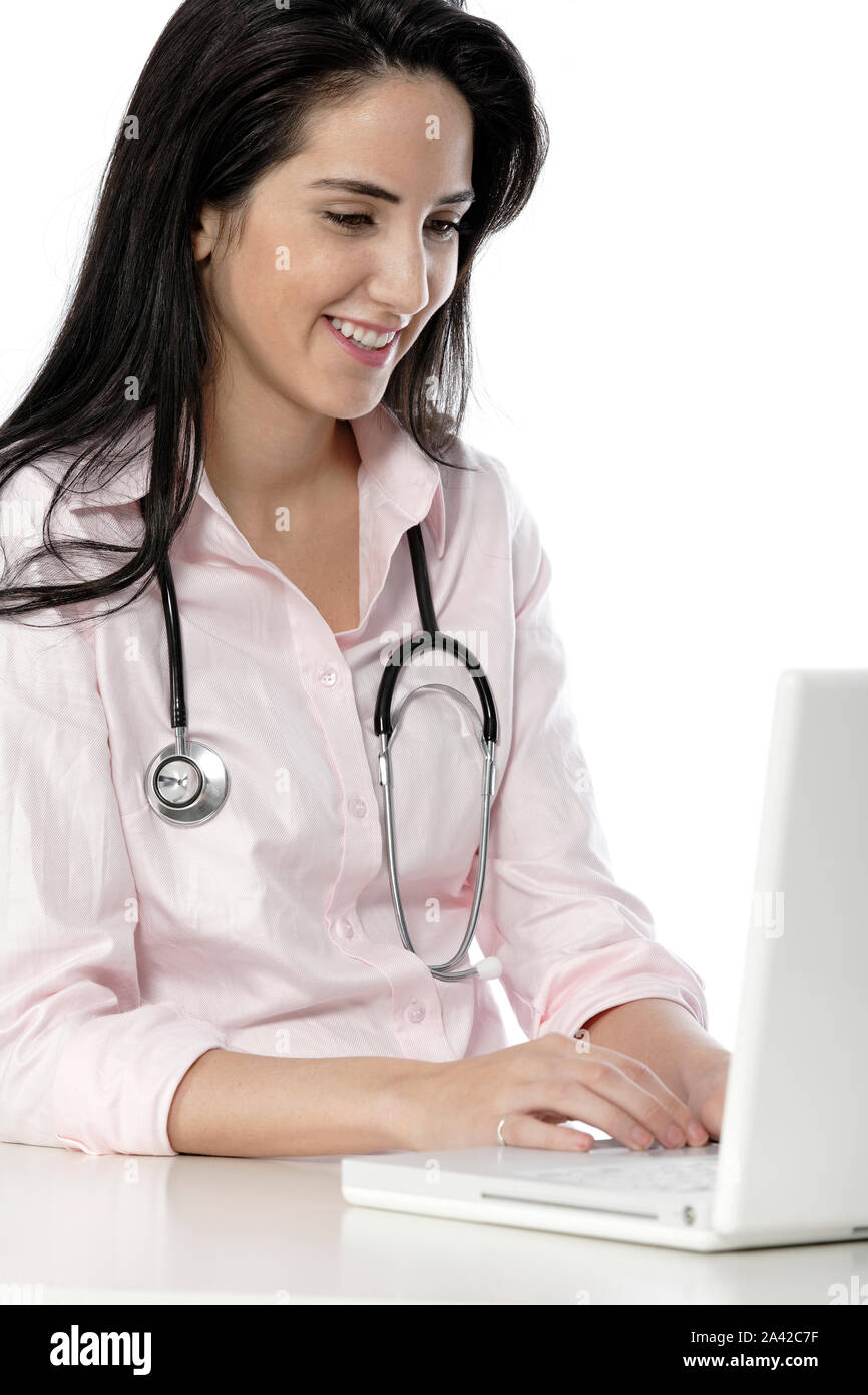 Gp practice nurse typing hi-res stock photography and images - Alamy