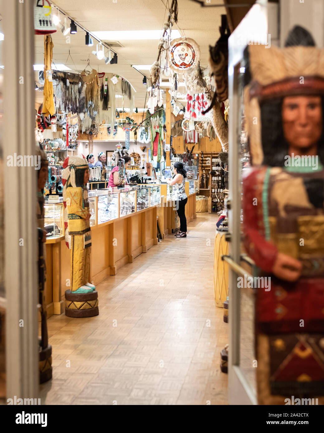 Shoppers inside a souvenir store in Downtown Town Scottsdale, Arizona. Stock Photo