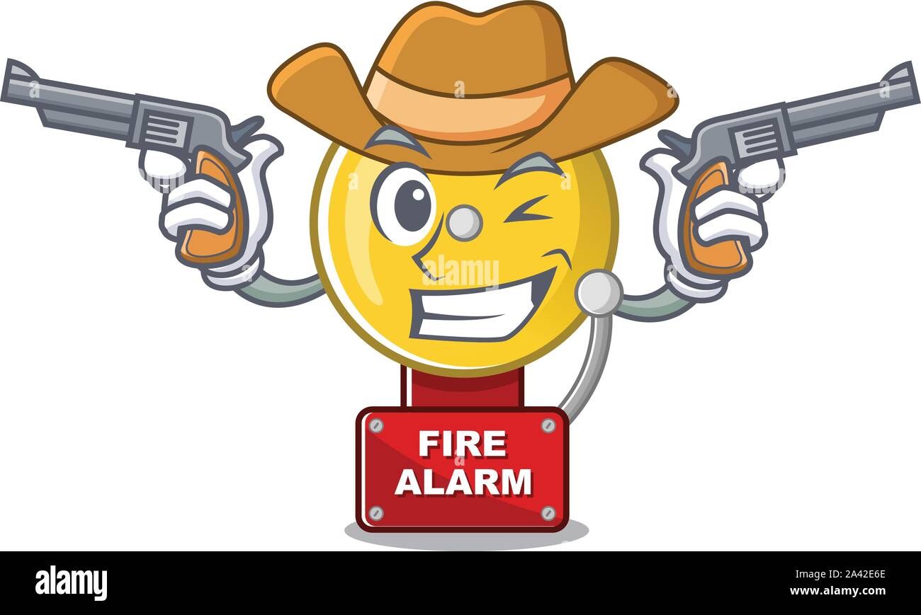Cowboy fire alarm stuck the cartoon wall Stock Vector Image & Art - Alamy